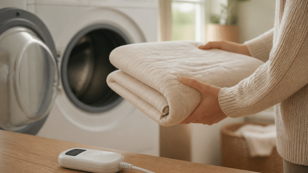 丸洗いしやすい電気毛布は片づけも簡単です。
